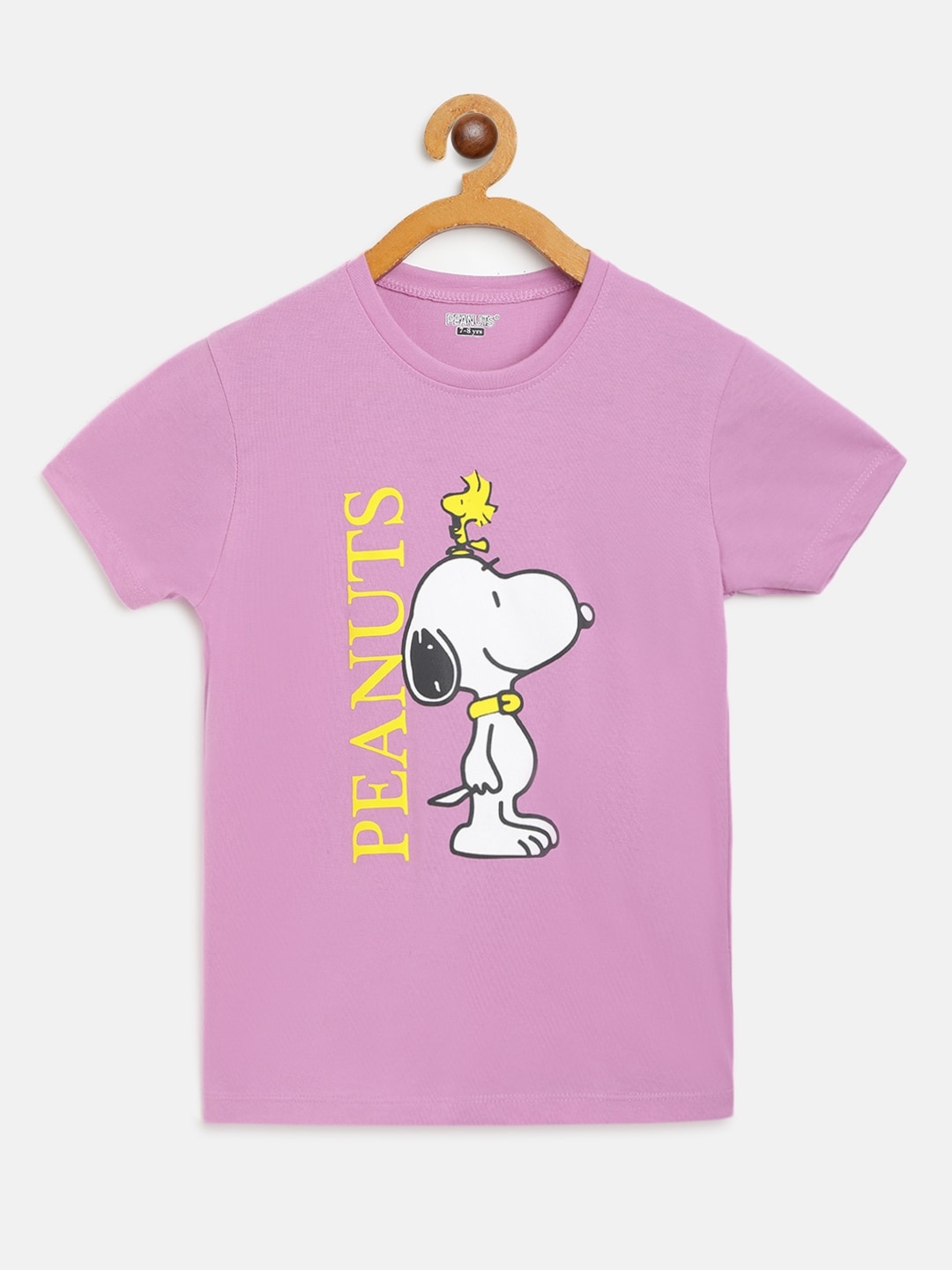 

Eteenz Girls Lavender & White Cotton Snoopy Printed T-shirt