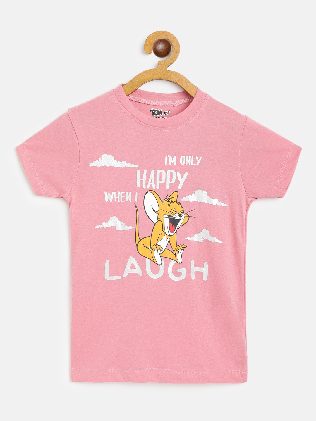 

Eteenz Girls Pink & Silver Cotton Jerry Printed T-shirt