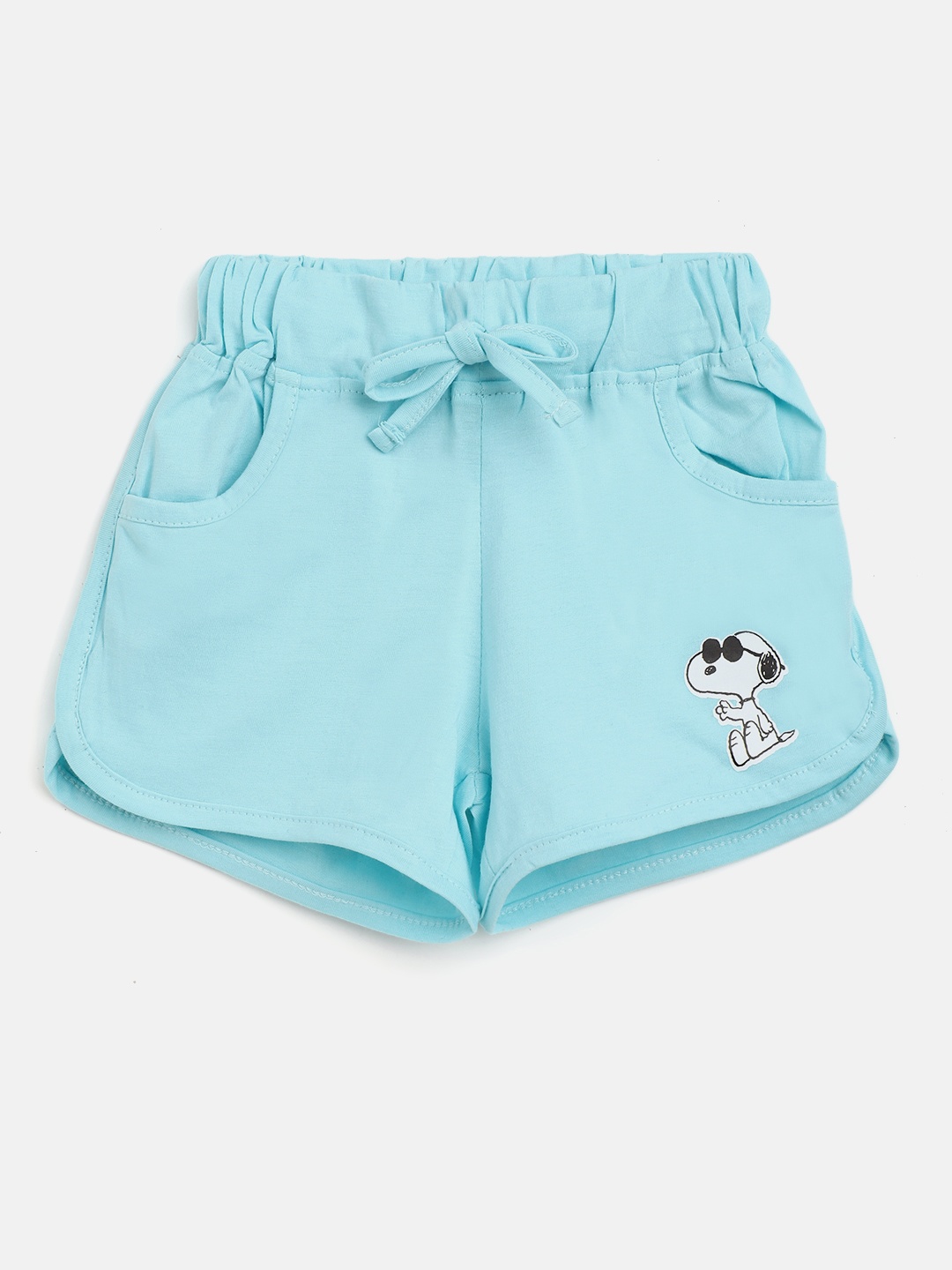 

Eteenz Girls Blue Solid Cotton Shorts