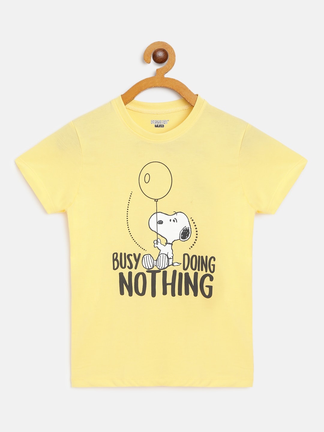 

Eteenz Girls Yellow & White Pure Cotton Snoopy Print T-shirt