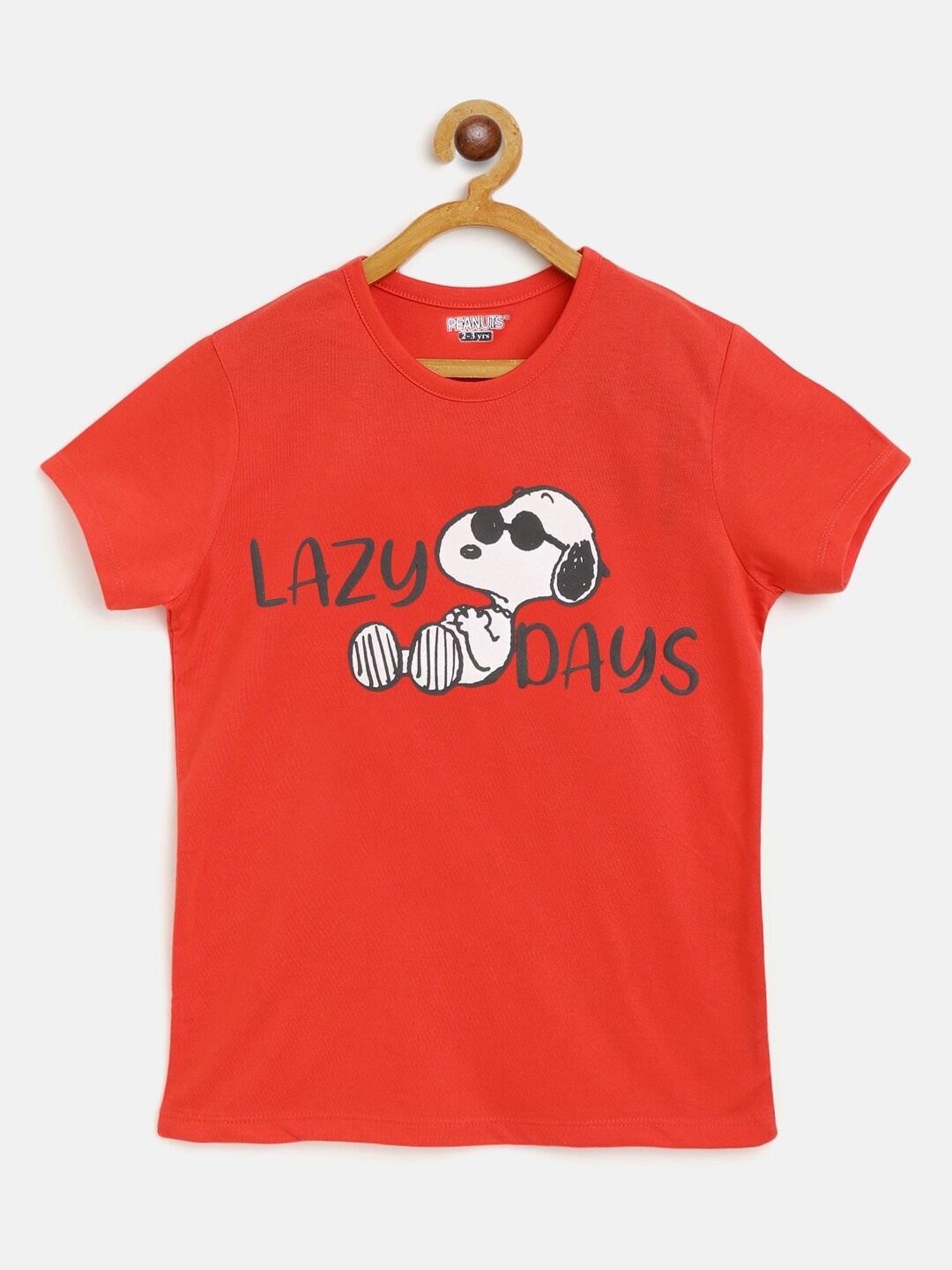 

Eteenz Girls Red & Black Cotton Snoopy Print T-shirt