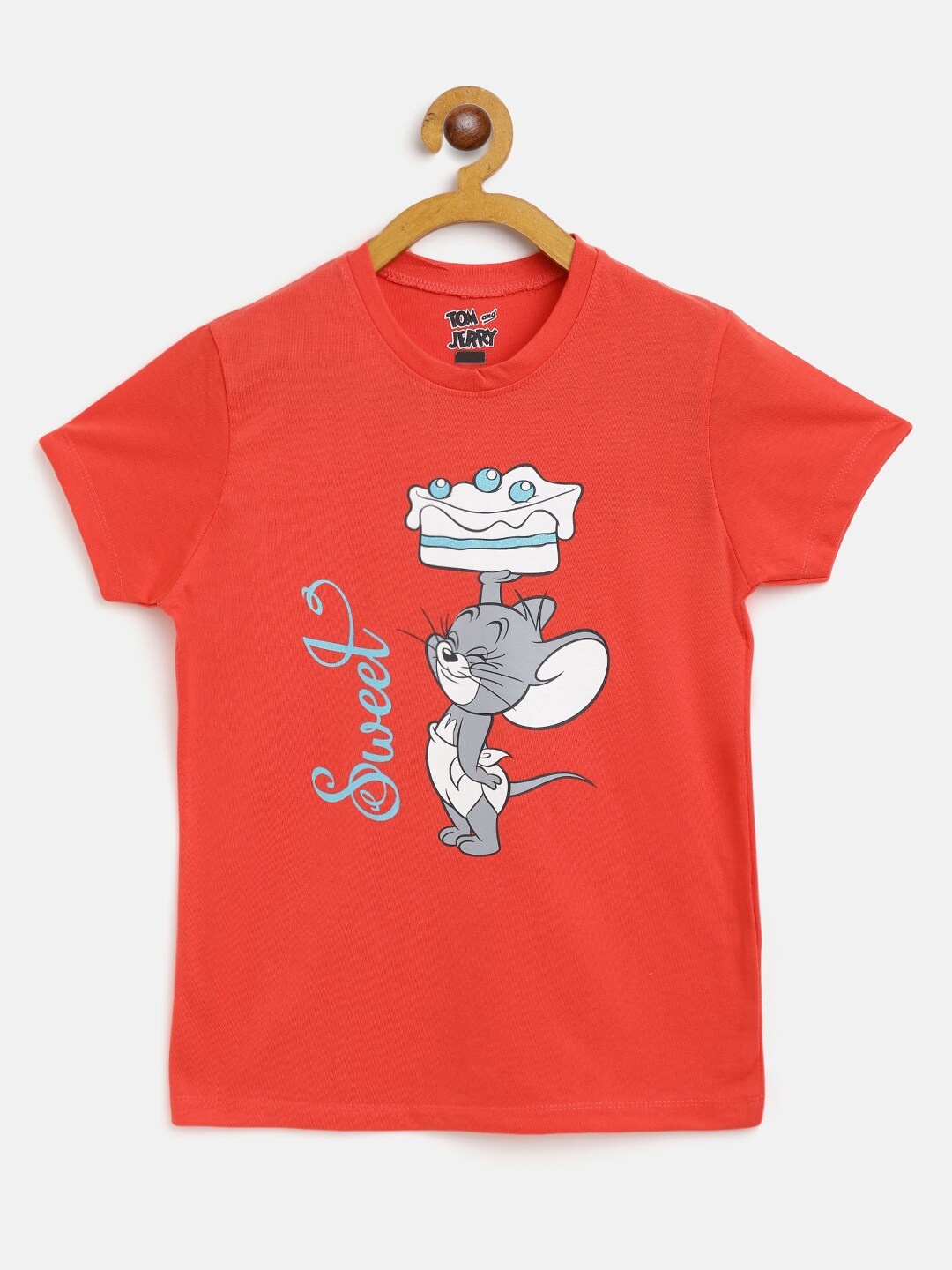 

Eteenz Girls Red & Grey Cotton Jerry Printed T-shirt