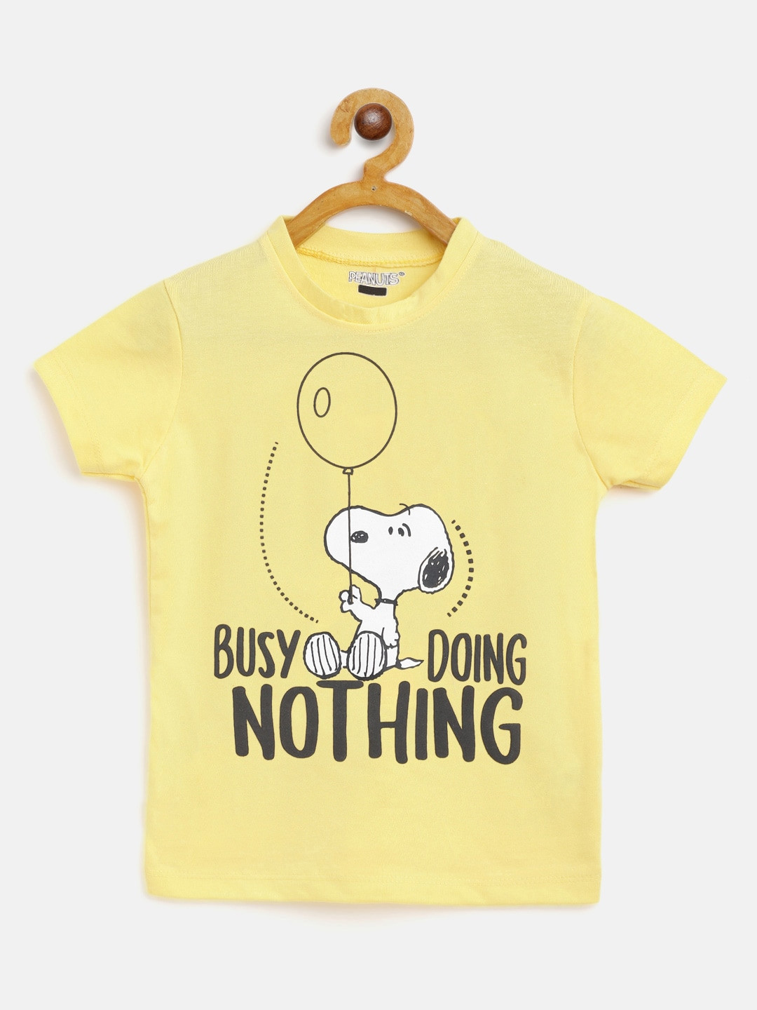 

Eteenz Girls Yellow & White Cotton Snoopy Printed T-shirt