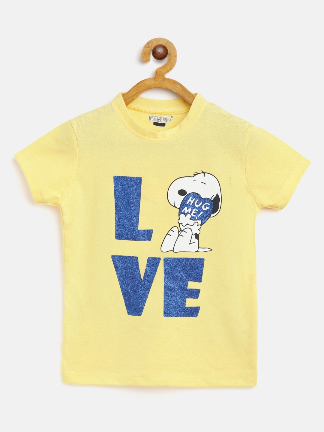 

Eteenz Girls Yellow & Blue Cotton Snoopy Printed T-shirt