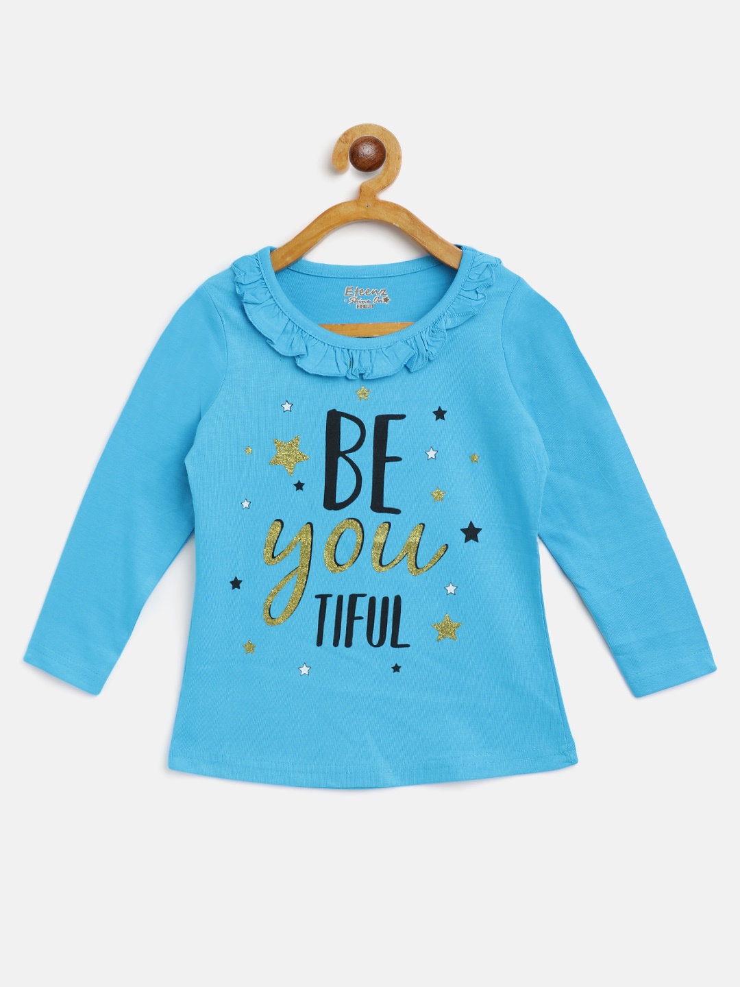 

Eteenz Girls Blue Cotton Printed Top