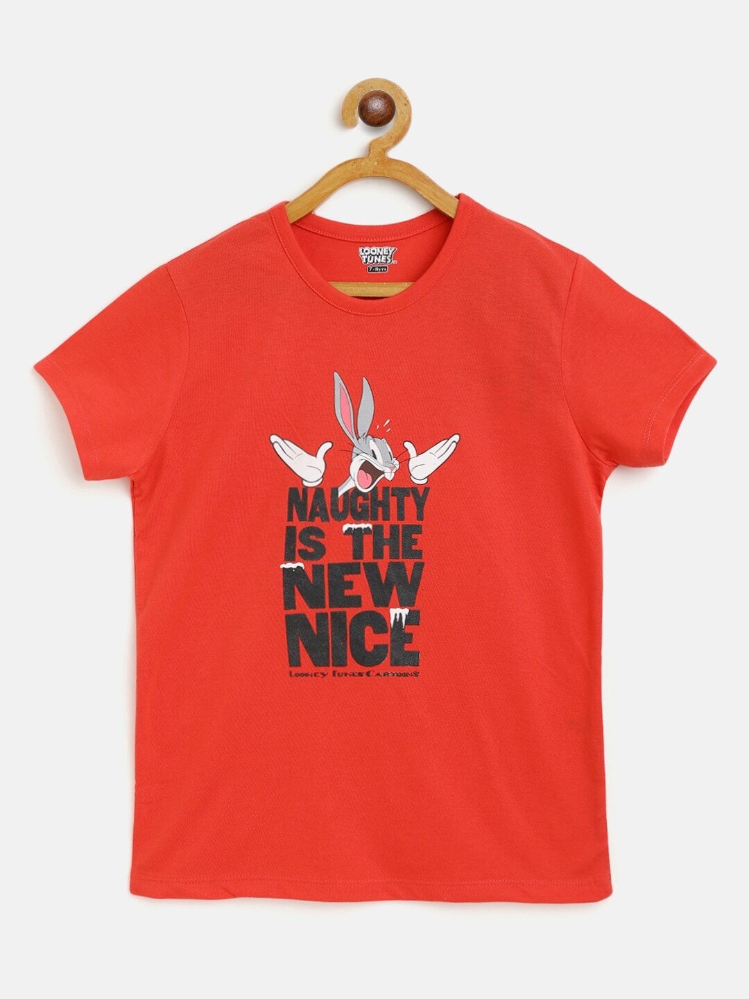 

Eteenz Girls Red & Black Bugs Bunny Printed Cotton T-shirt