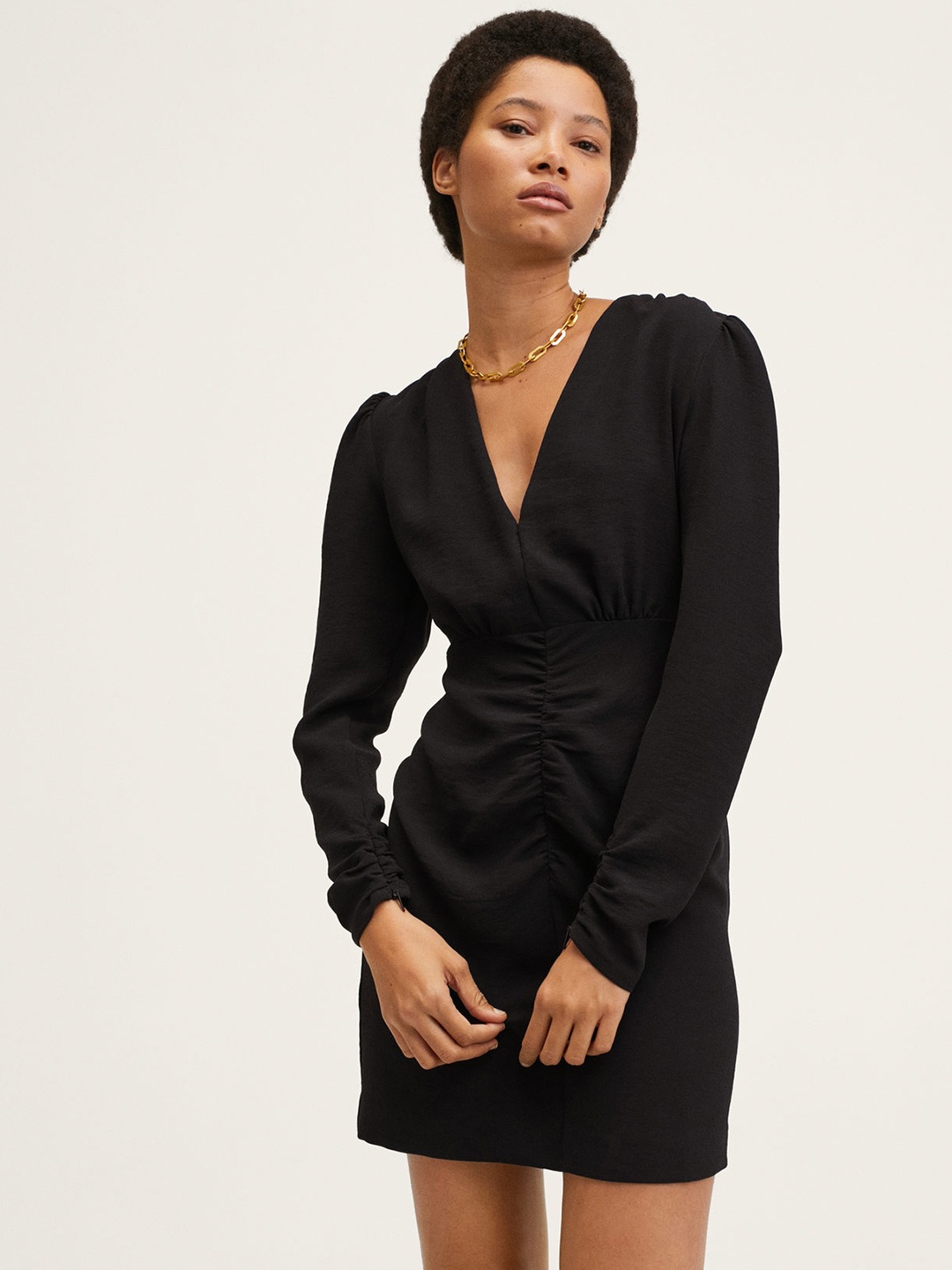 

MANGO Women Black Sheath Dress