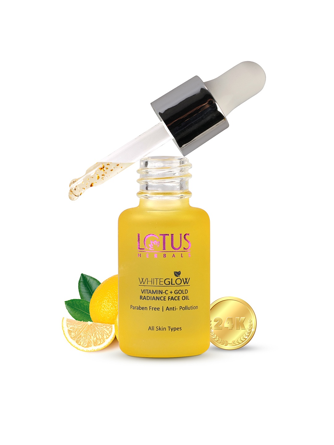 

Lotus Herbals WhiteGlow Vitamin C + Gold Radiance Face Oil for Dull & Dry Skin 15ml, Yellow