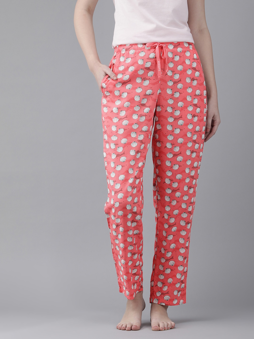 

Van Heusen Women Shell Printed Functional Pocket Ultra Soft Lounge Pyjama, Pink
