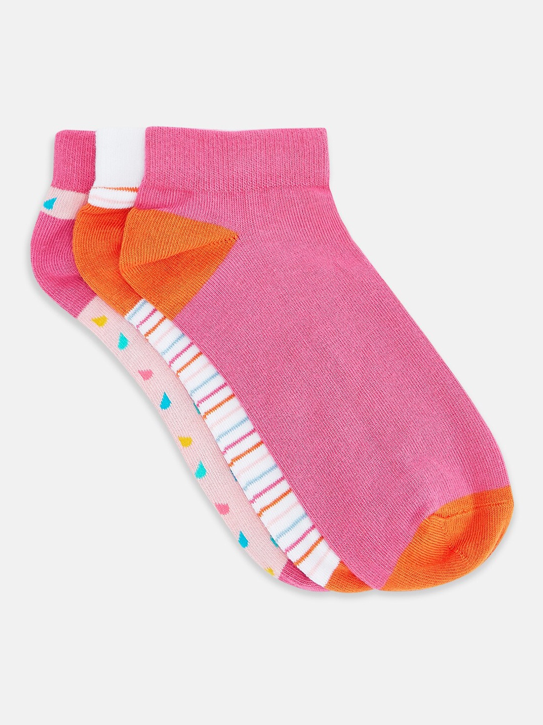

Honey by Pantaloons Women Pink & Peach Set Of 3 Printed Socks