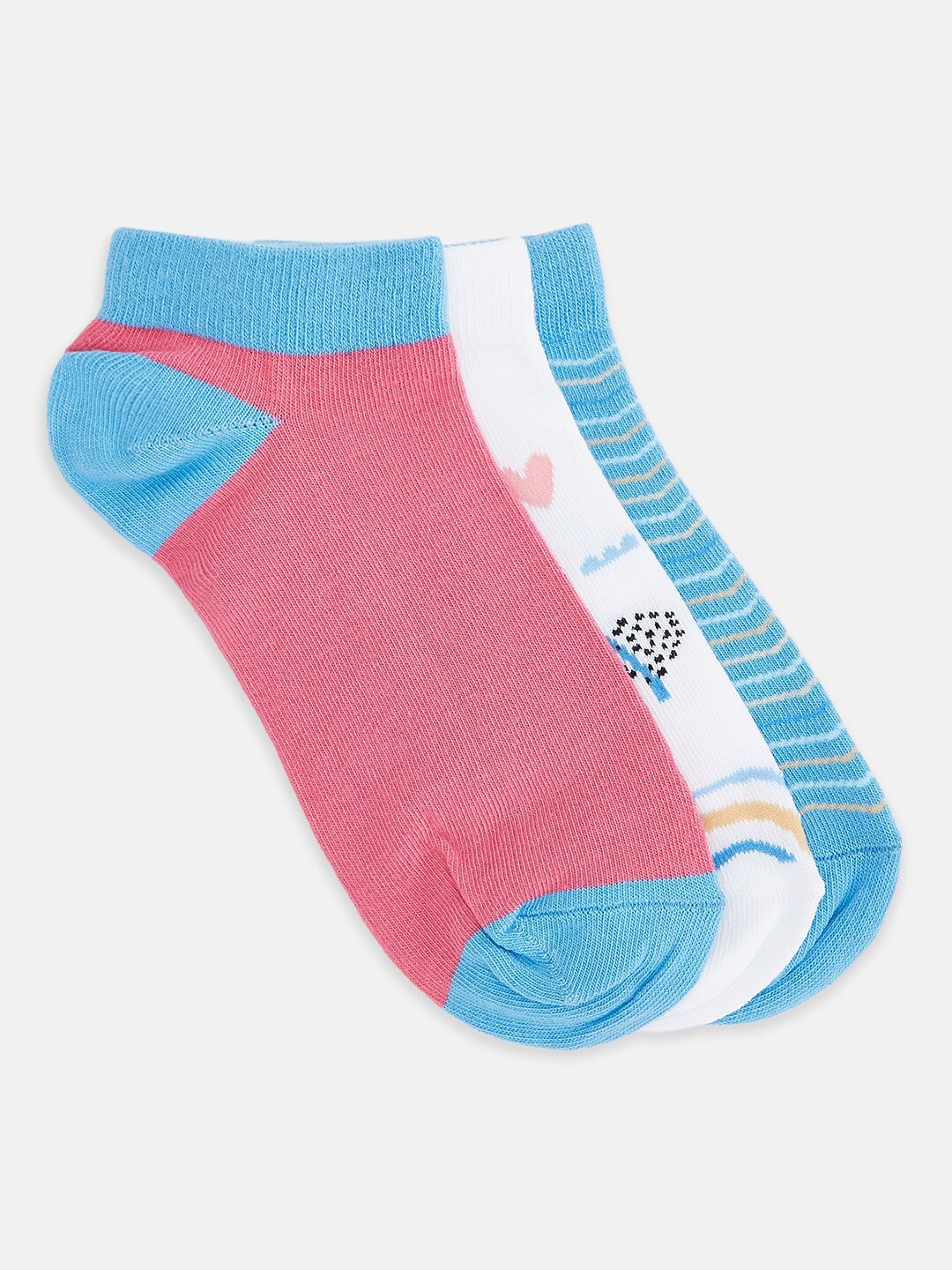 

Honey by Pantaloons Set Of 3 Women Assorted Patterned Ankle Length Socks
