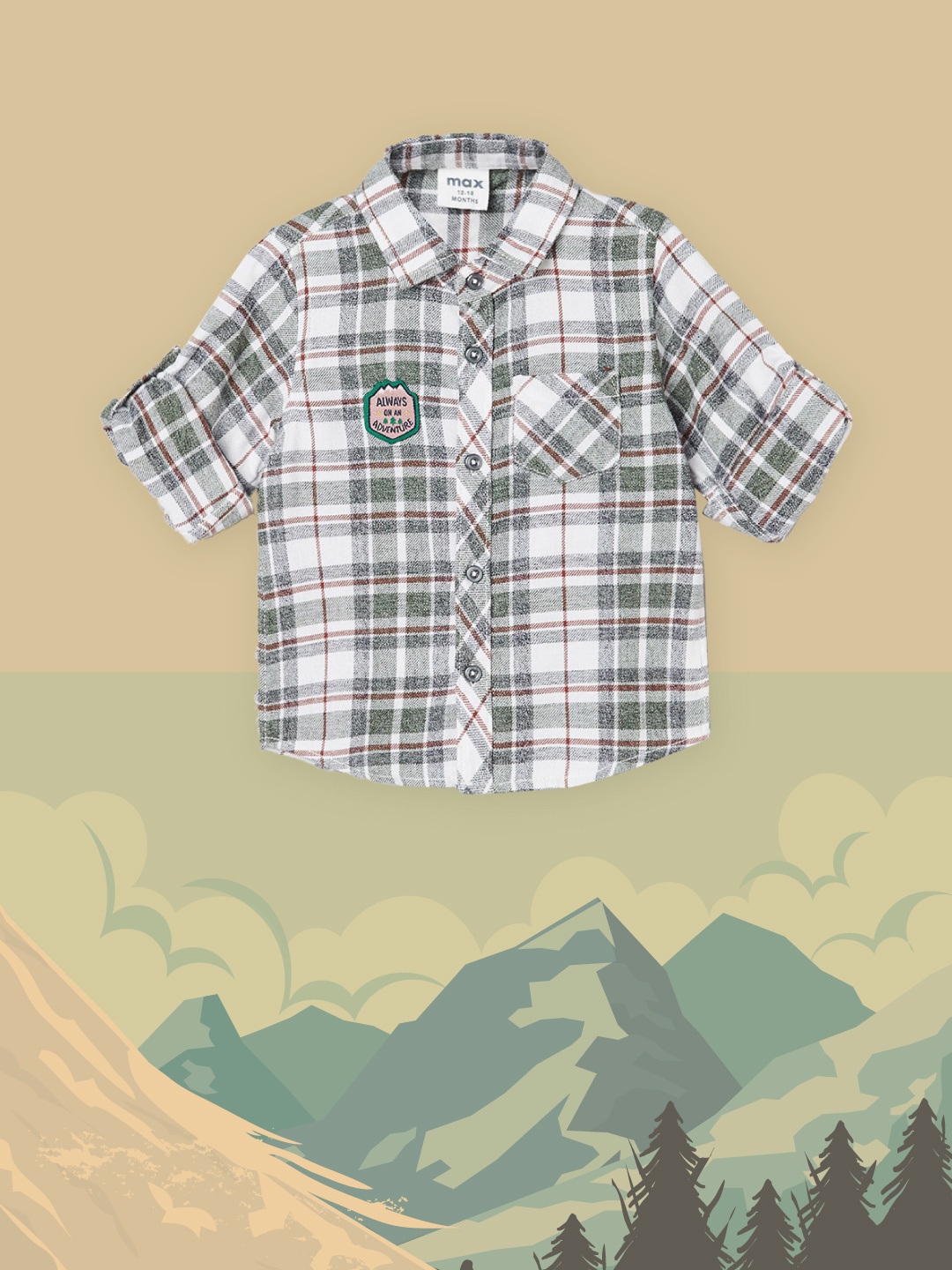 

max Boys Grey Tartan Checks Checked Casual Shirt
