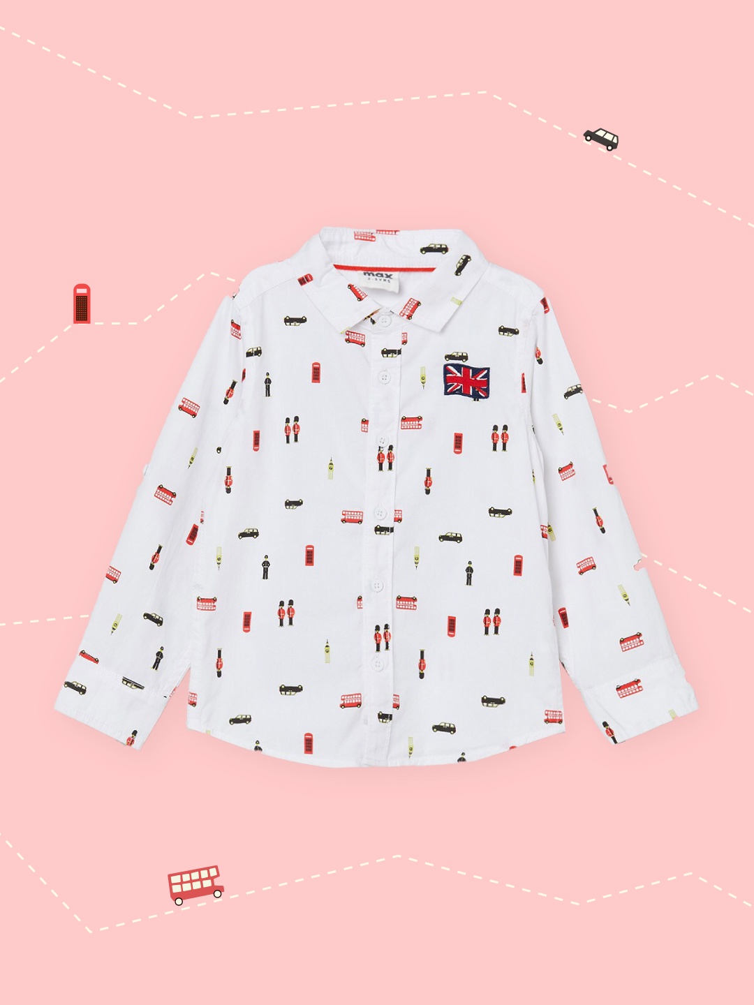 

max Boys White Printed Casual Shirt