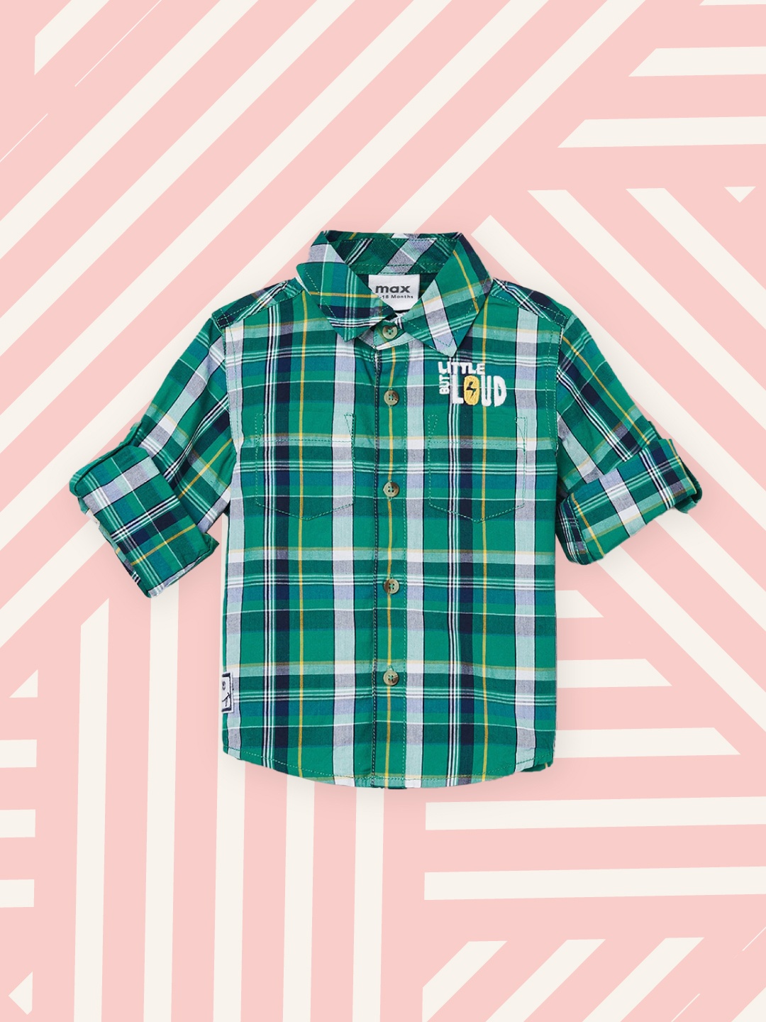 

max Boys Green Tartan Checks Checked Casual Shirt