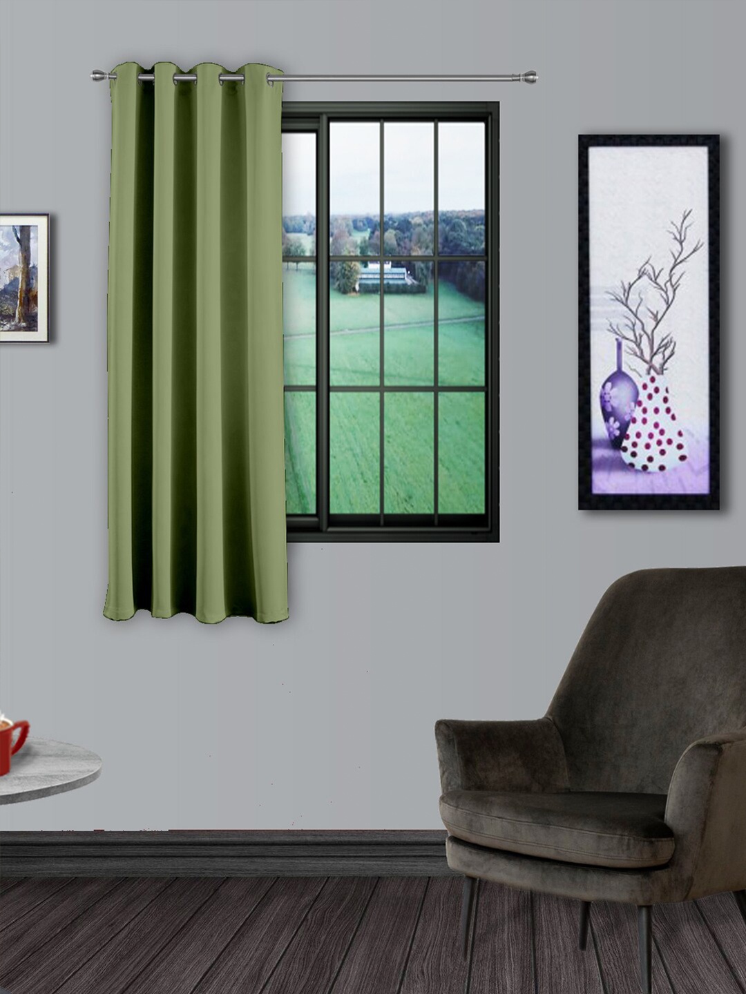 

Divine Casa Green Single Solid Black Out Window Curtain