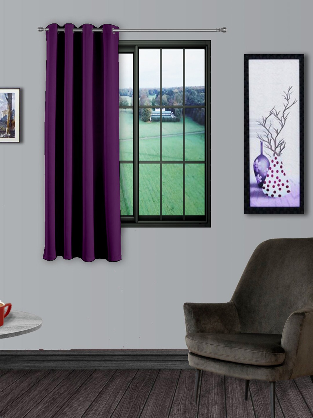 

Divine Casa Purple Solid Black Out Window Curtain