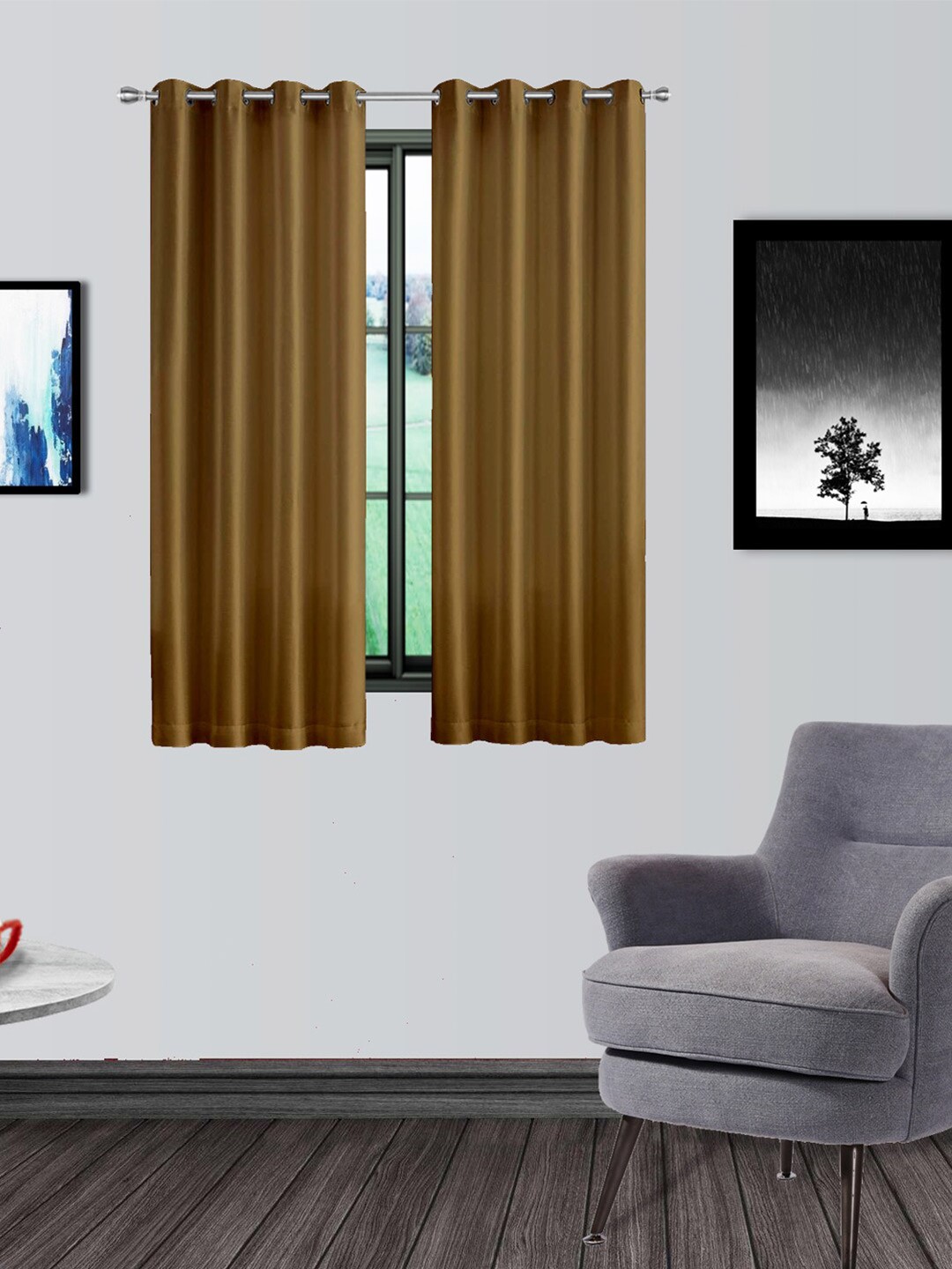 

Divine Casa Brown Set of 2 Black Out Window Curtain