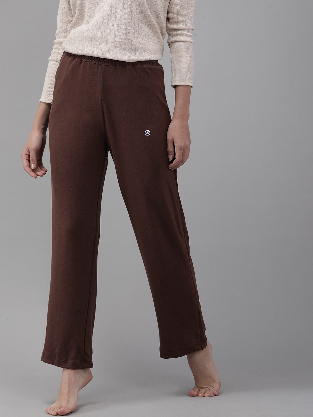 

Van Heusen Women Functional Pocket Wide Leg Opening Lounge Pants, Brown