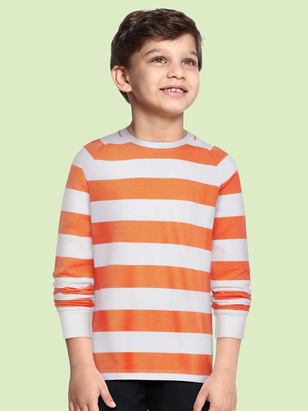 

METRO KIDS COMPANY Boys Orange Striped Sweatshirt