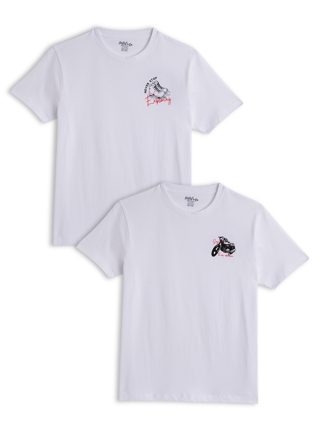 

METRO KIDS COMPANY Boys White Pack of 2 Printed T-shirt
