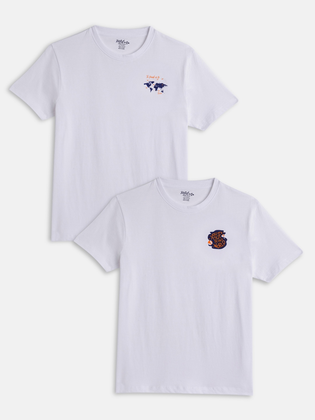 

METRO KIDS COMPANY Boys White Pack of 2 Printed T-shirt