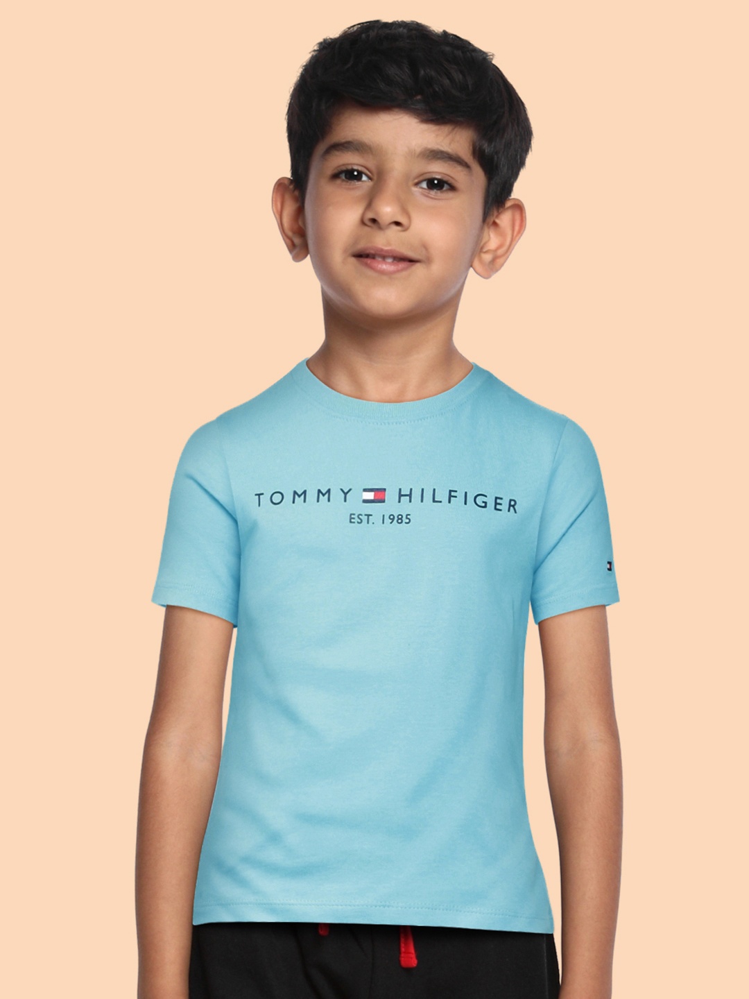 

Tommy Hilfiger Boys Blue Brand Logo Printed Organic Cotton T-shirt
