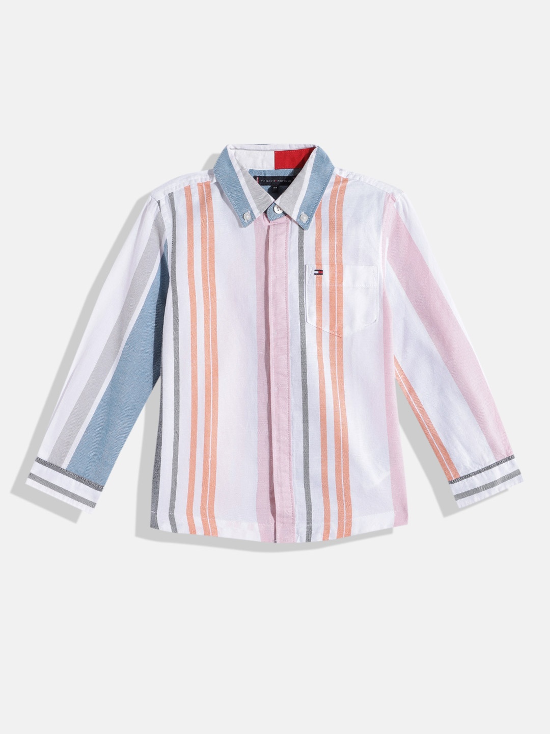 

Tommy Hilfiger Boys Striped Pure Cotton Casual Shirt, White