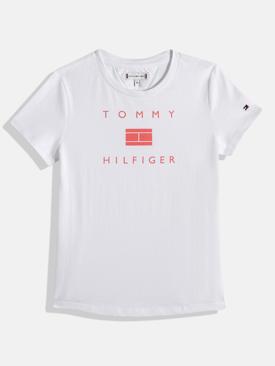 

Tommy Hilfiger Girls Brand Logo Printed Organic Cotton T-shirt, White