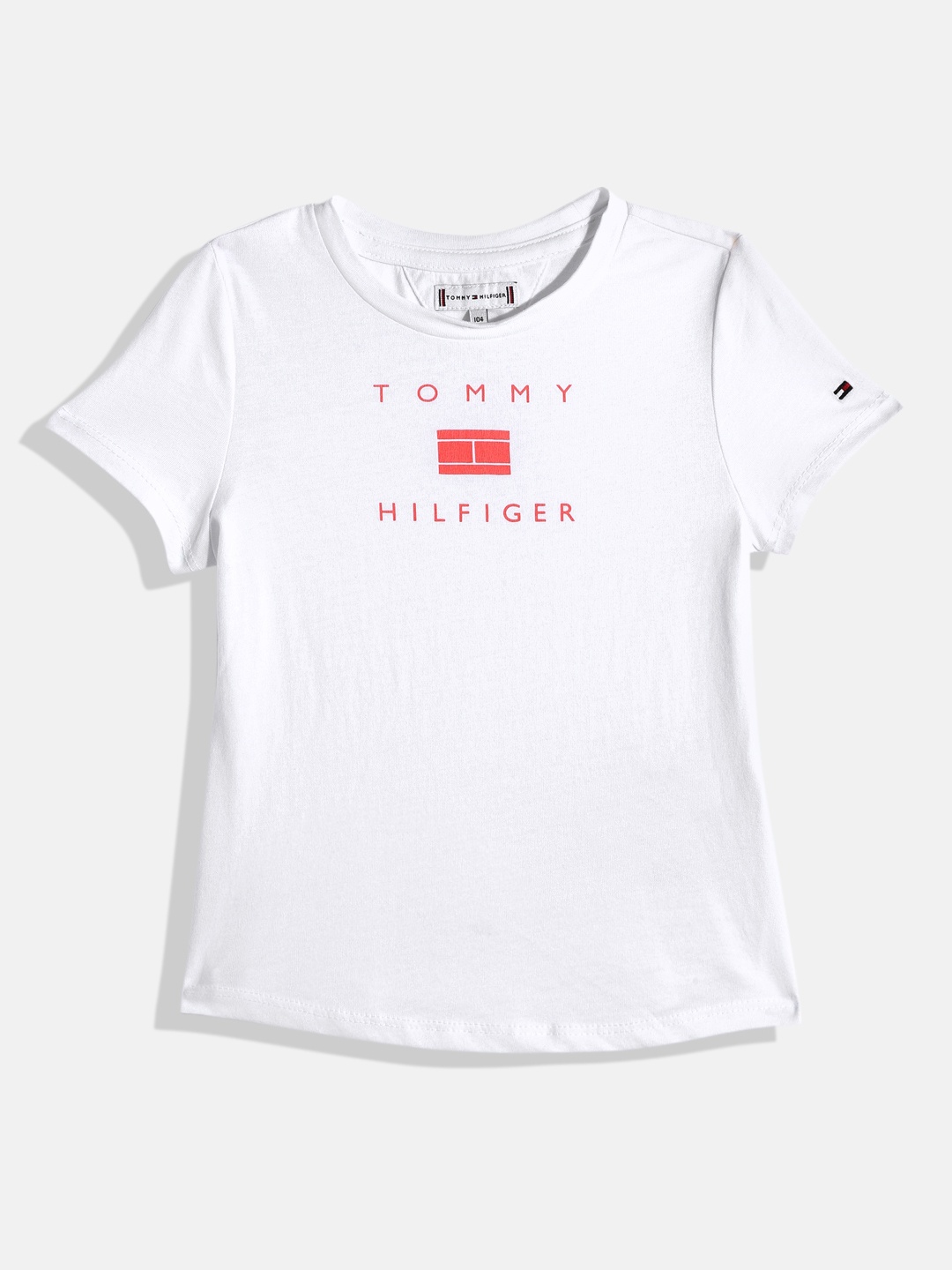 

Tommy Hilfiger Girls Brand Logo Printed Organic Cotton T-shirt, White