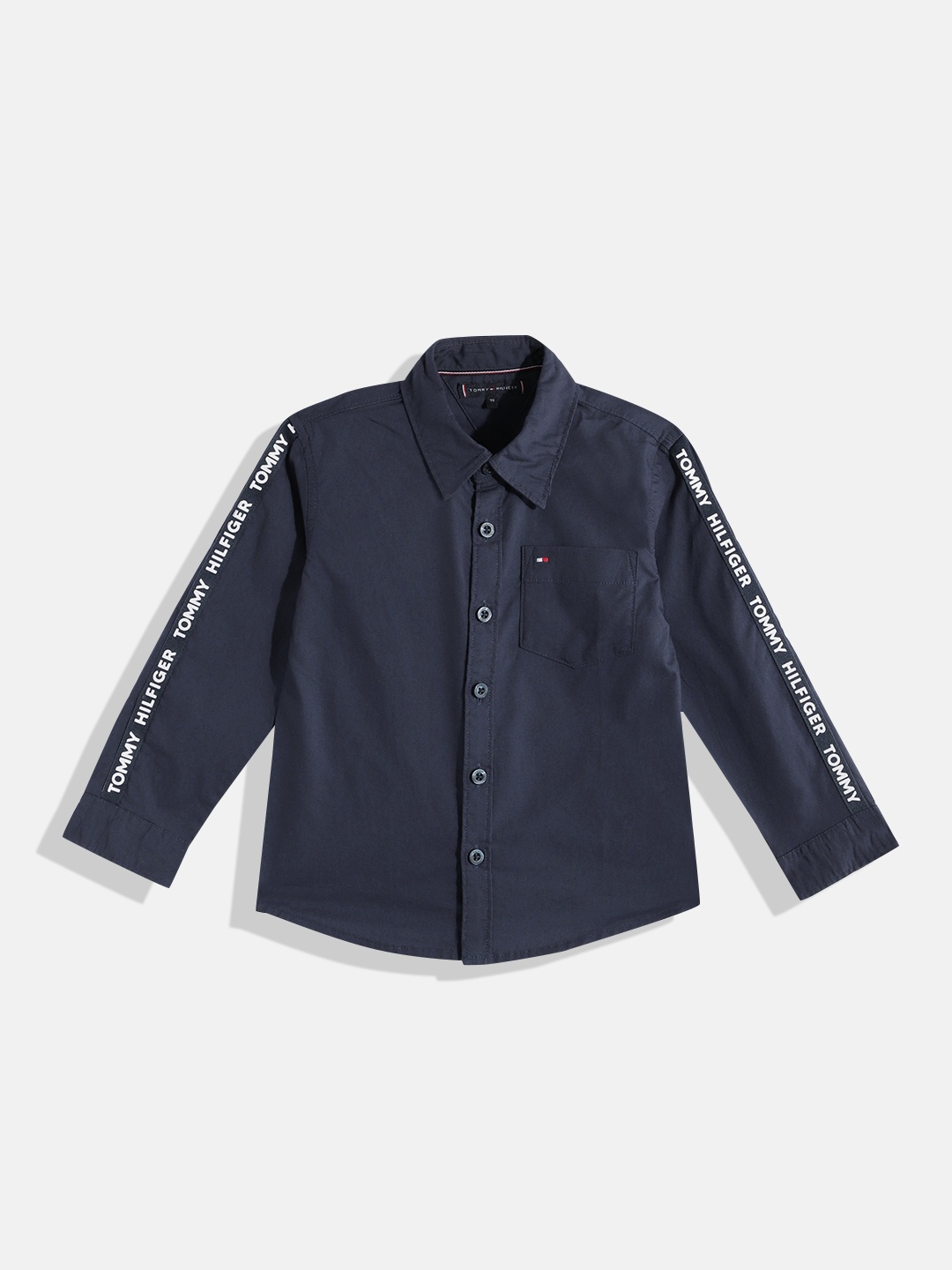 

Tommy Hilfiger Boys Pure Cotton Opaque Casual Shirt, Navy blue