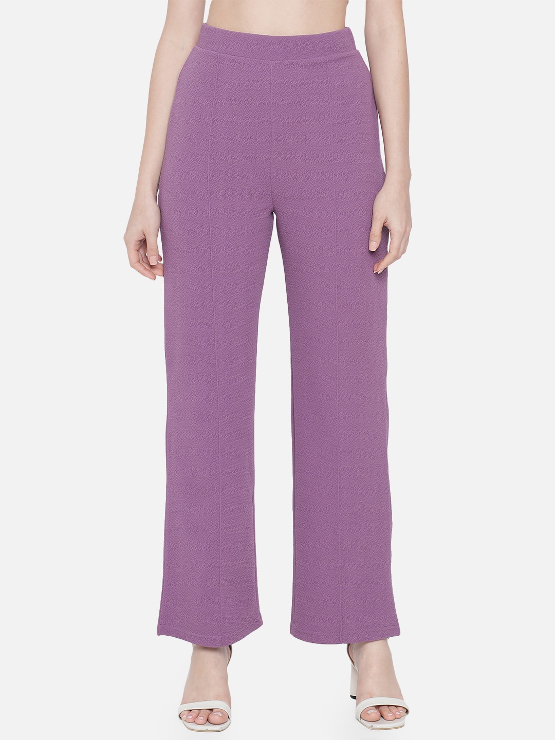 

Orchid Blues Women Lavender Relaxed Straight Fit High-Rise Trousers