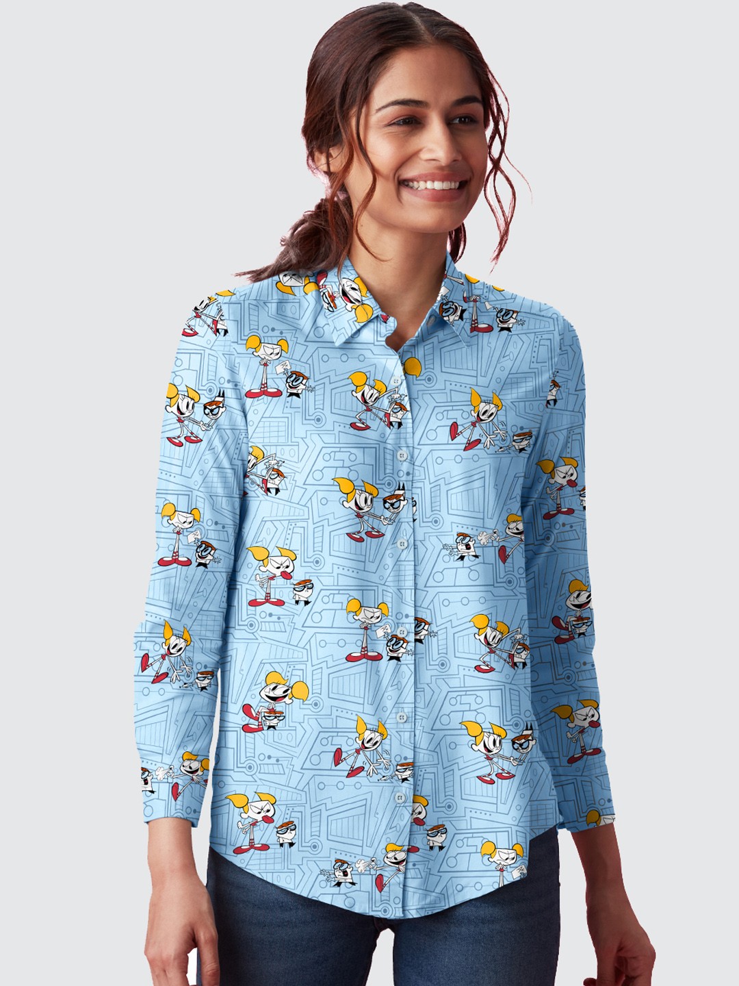 

The Souled Store Women Blue Modern Floral Printed Casual Shirt