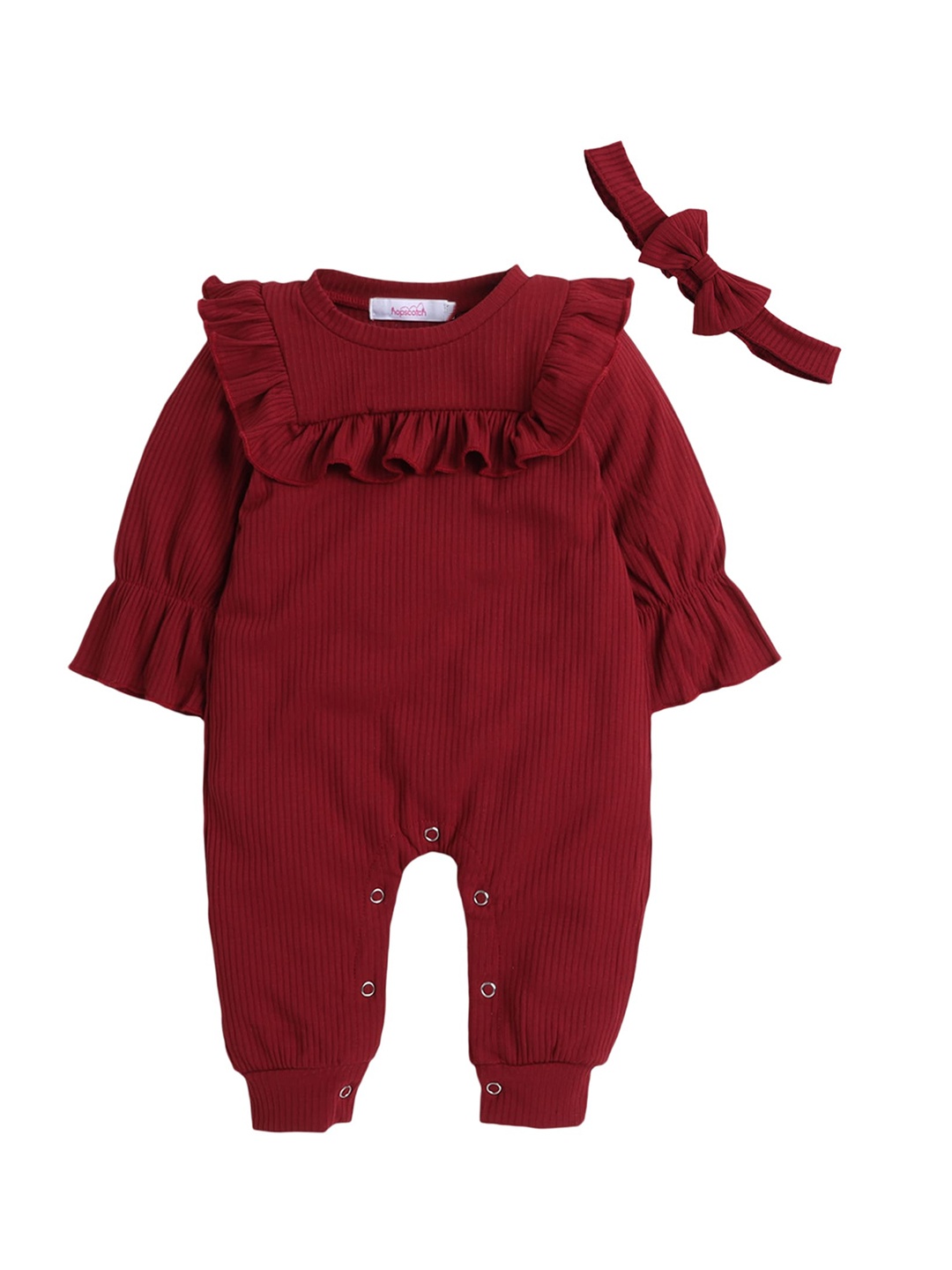 

Hopscotch Girls Red Solid Rompers