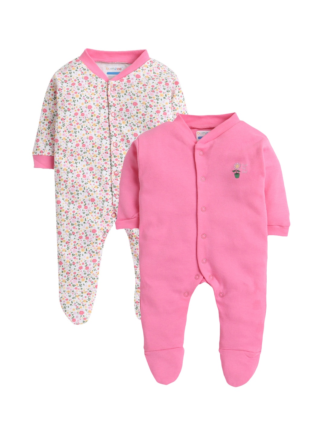 

Hopscotch Girls Pack Of 2 Fuchsia Floral Printed Sleepsuits