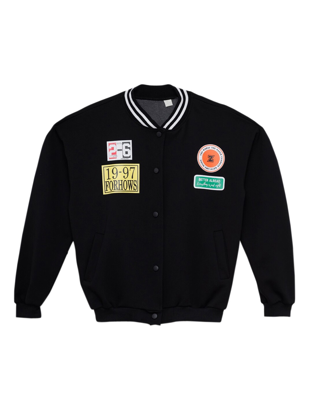 

Hopscotch Boys Black Printed Bomber Jacket