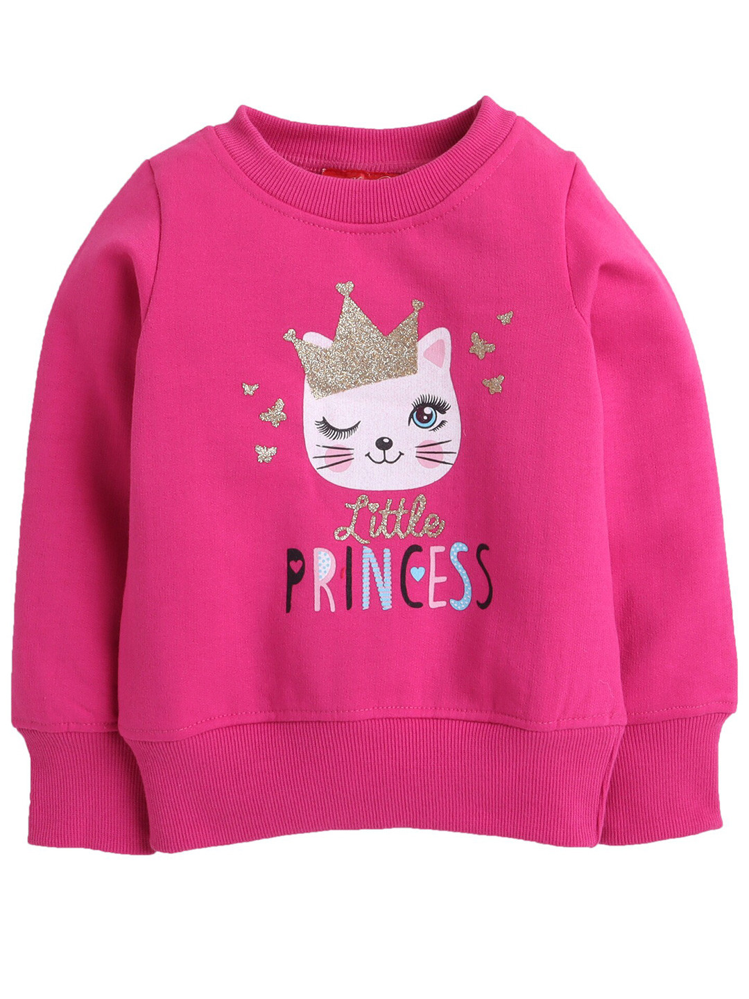 

Hopscotch Girls Pink & Gold-Toned Printed Sweatshirt