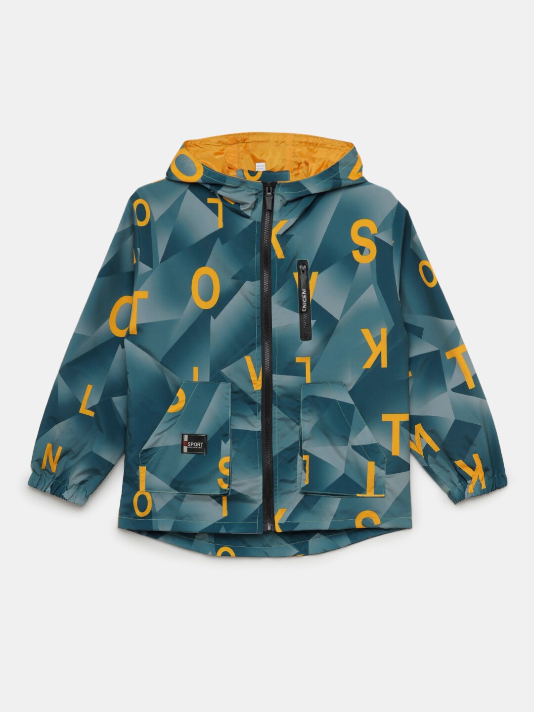 

Hopscotch Boys Green & Yellow Printed Tailored Jacket