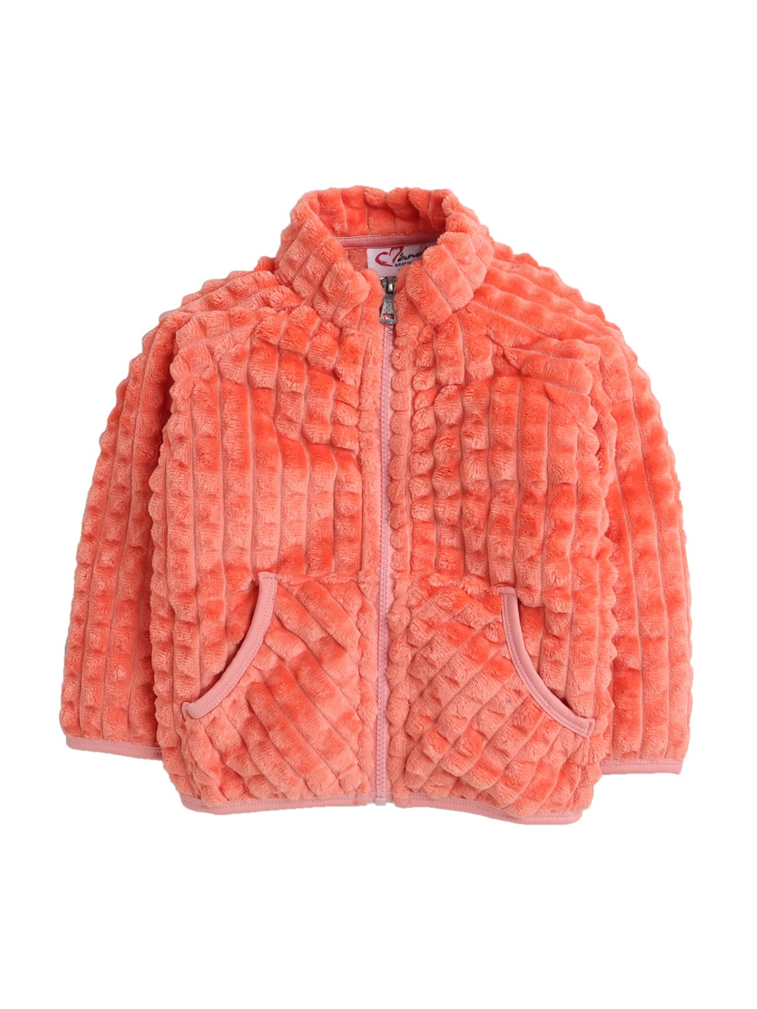 

Hopscotch Girls Peach Faux Fur Solid Jacket
