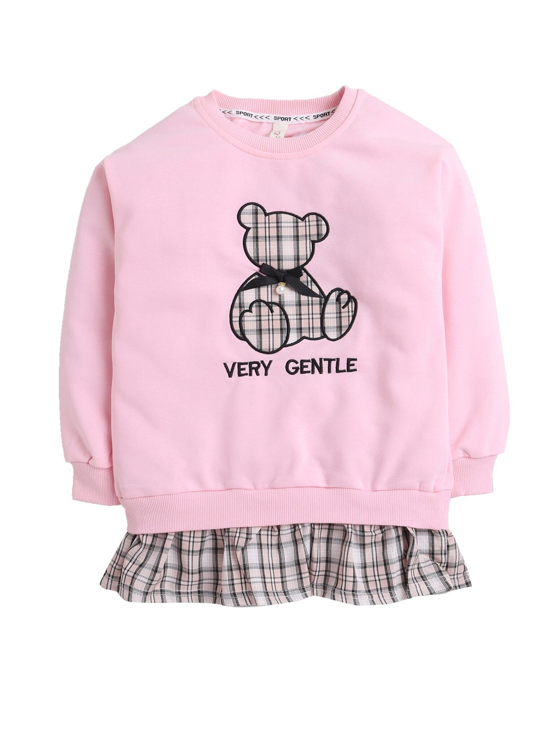 

Hopscotch Girls Pink & Black Checked Sweatshirt