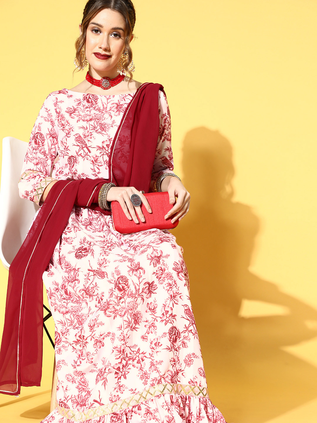 

Ahalyaa Pretty Pink Printed Ready to Wear Lehenga Choli with Dupatta