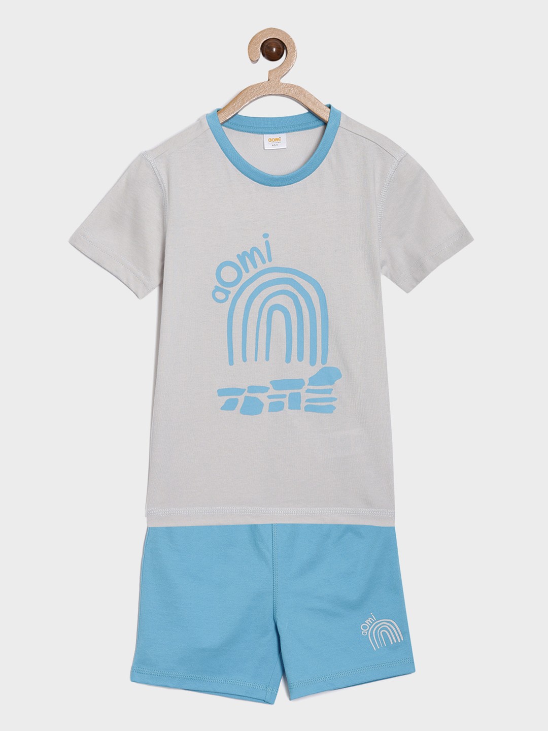 

Aomi Unisex Kids Grey & Blue Printed Night suit