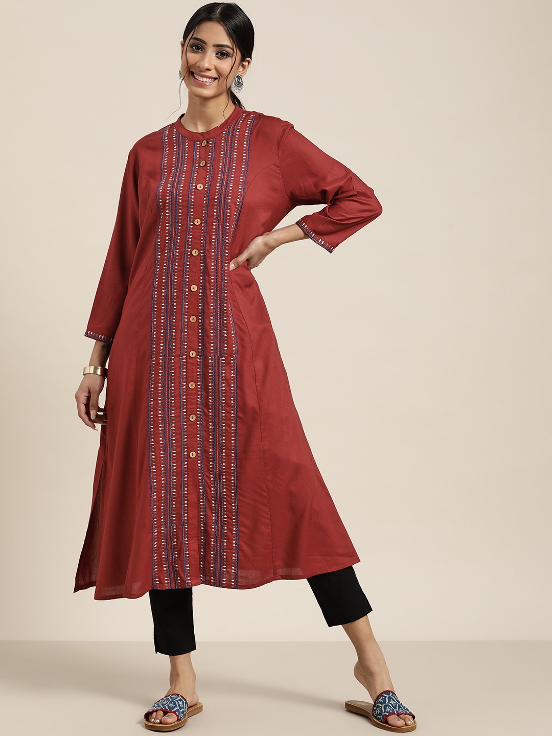 

Sangria Women Rust Quirky Kurta