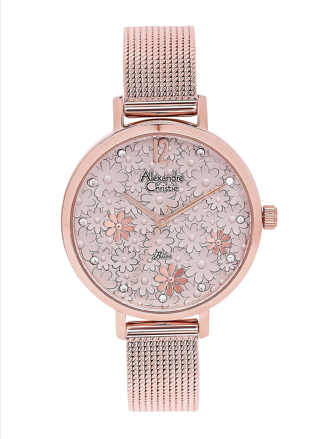 

Alexandre Christie Women Embellished Dial & Bracelet Style Straps Analogue Watch, Pink