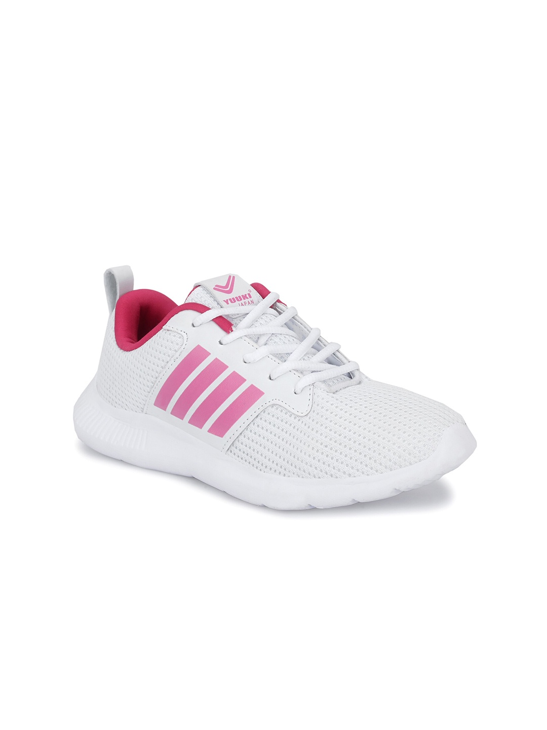 

Yuuki Women White & Fushia Mesh Running Non-Marking Shoes