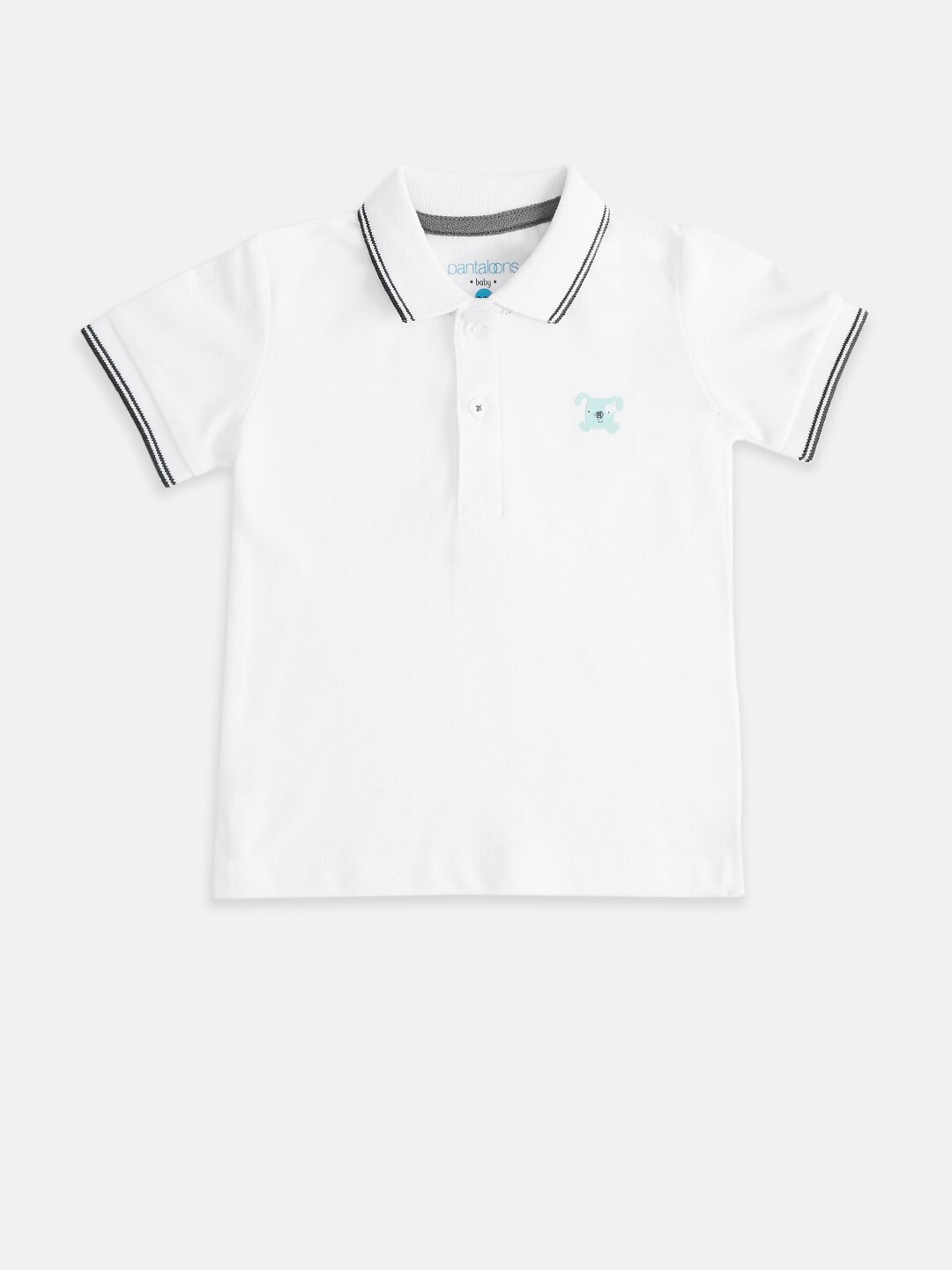 

Pantaloons Baby Boys White Polo Collar Pure Cotton T-shirt