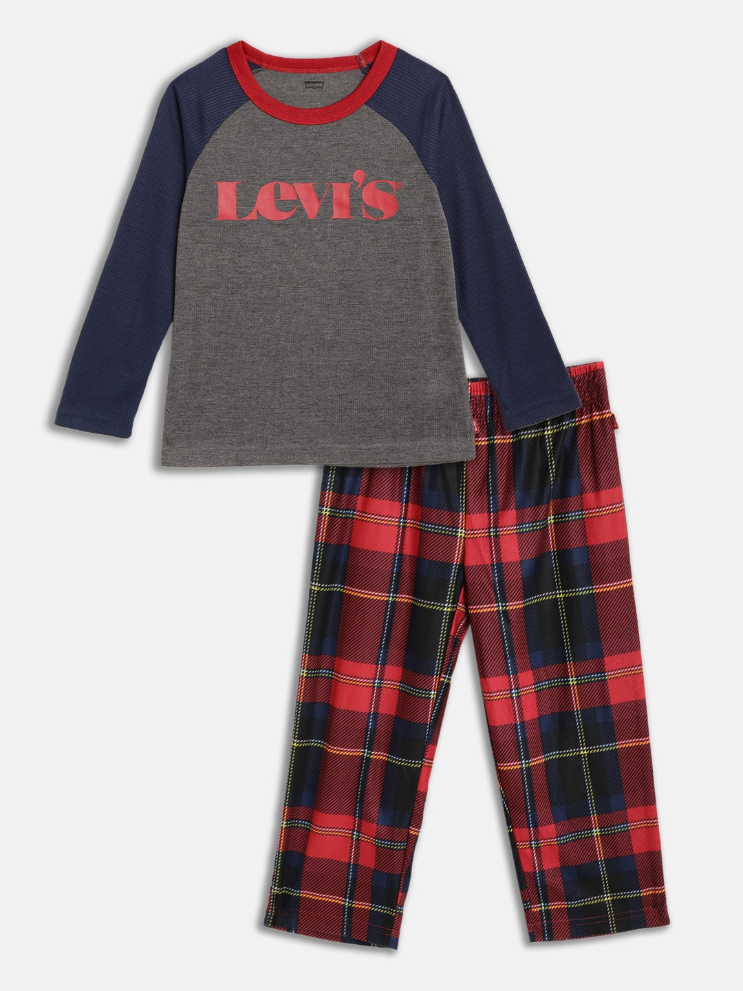 

Levi's Boys Charcoal & Red Brand Logo Printed Pajamas Set