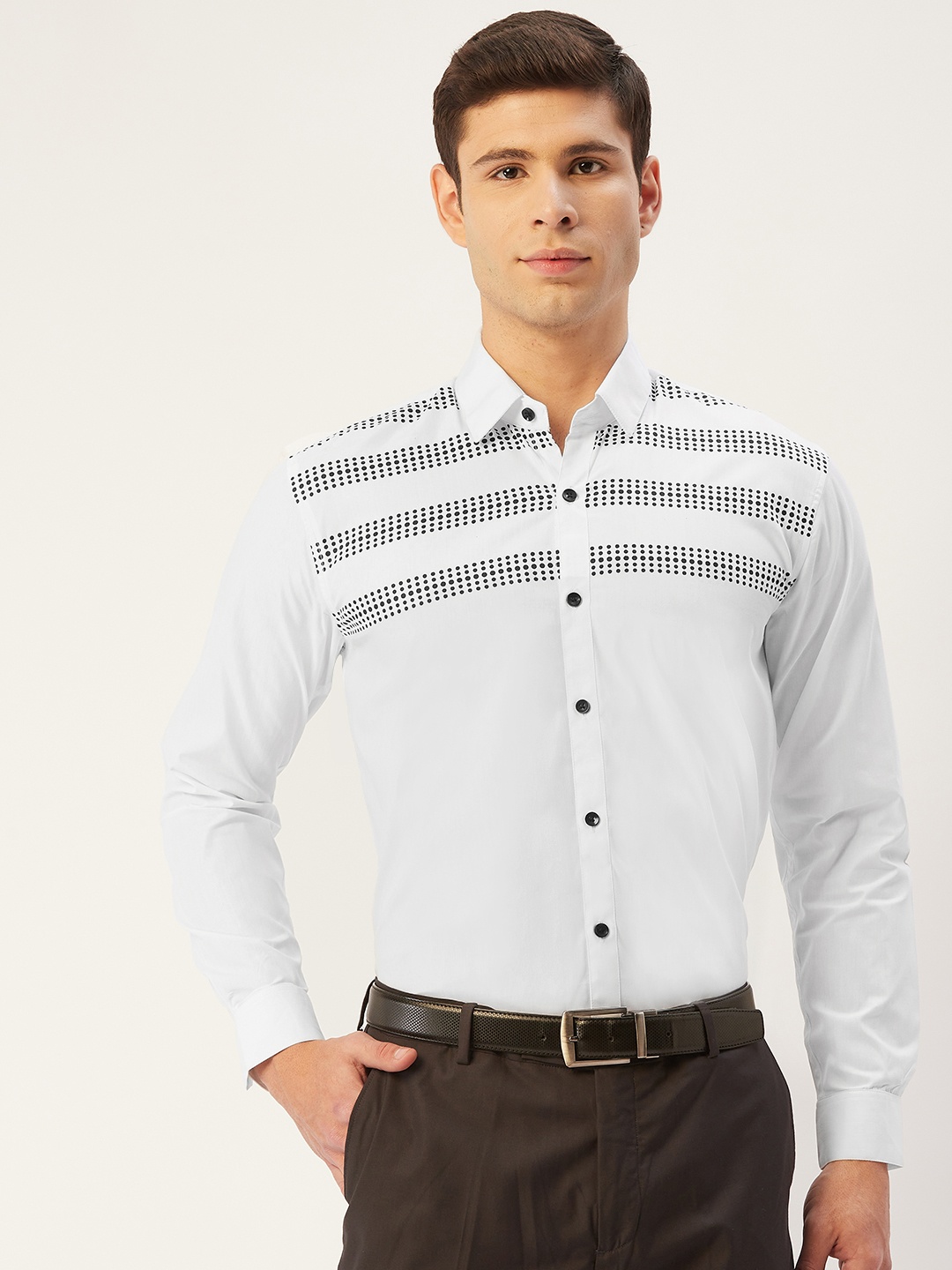 

JAINISH Men White Comfort Printed Formal Shirt