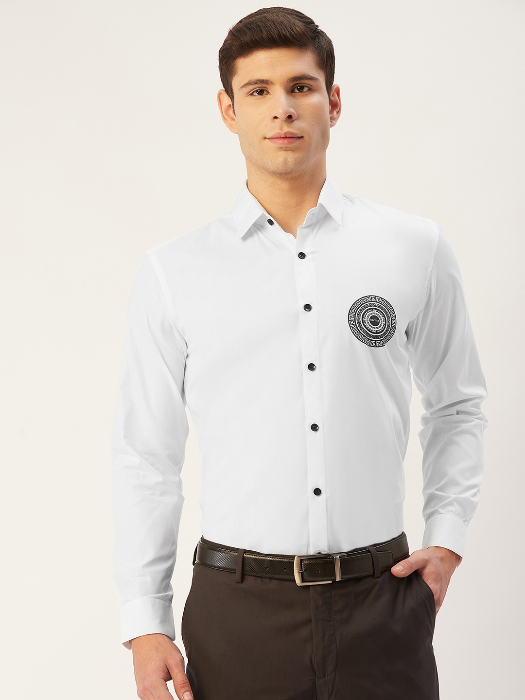 

JAINISH Men White Comfort Regular Fit Solid Opaque Cotton Semiformal Shirt