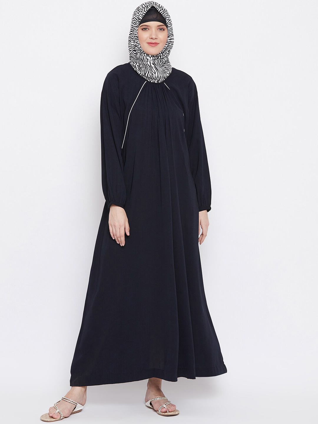 

MOMIN LIBAS Women Navy Blue Solid Abaya Burqa