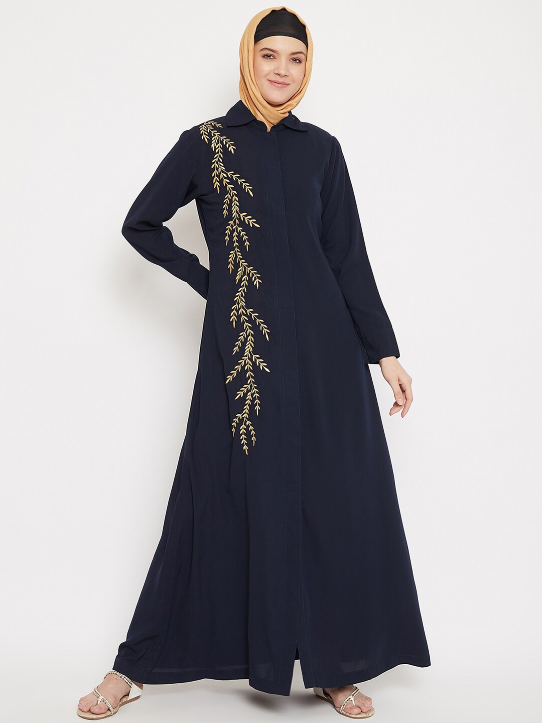

MOMIN LIBAS Women Blue Embroidered Abaya Burqa